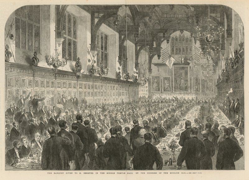 Banket pořádaný pro M. Berryera v Middle Temple Hall od English School
