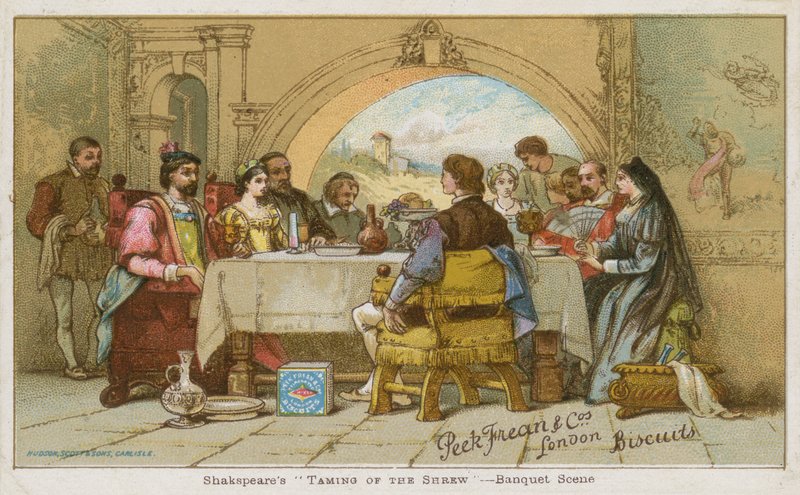Banketová scéna ze Shakespearova Zkrocení zlé ženy od English School