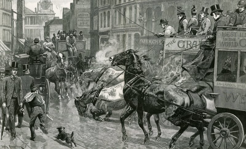 Bitva londýnských ulic - Ludgate Hill v kluzkém dni od English School