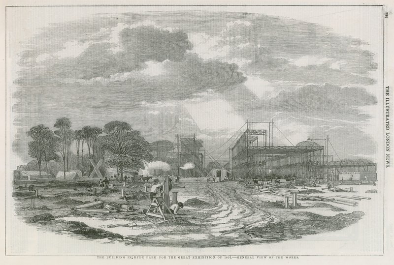 Budova v Hyde Parku v Londýně pro Velkou výstavu z roku 1851 od English School