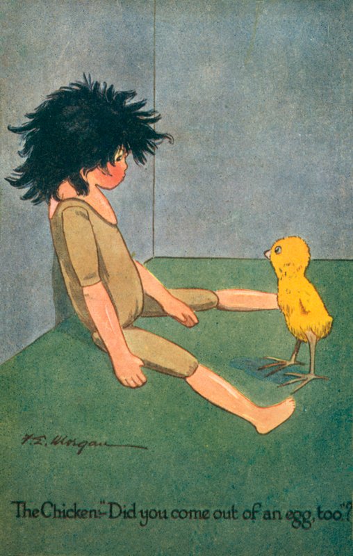 Slepice - taky jsi vylezla z vajíčka (barevná litografie) od English School
