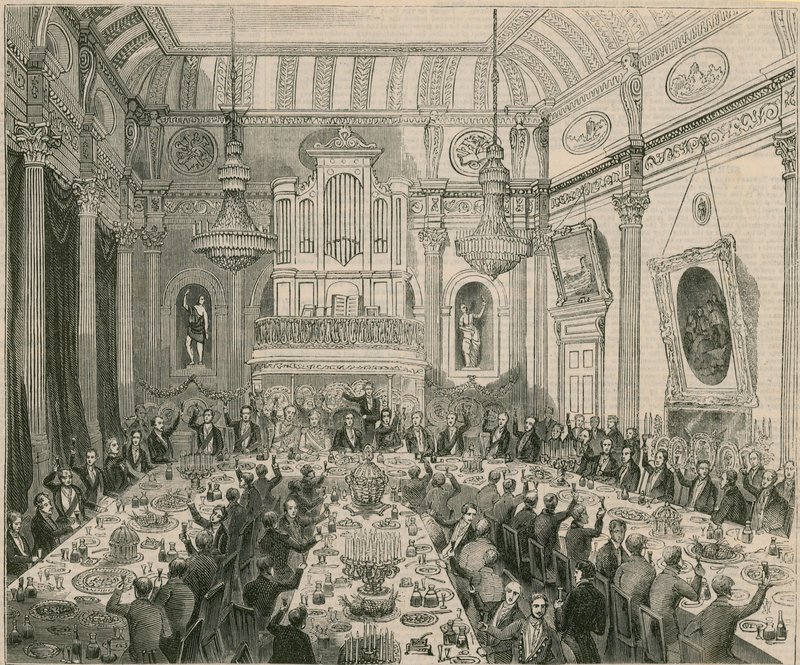Večeře pořádaná Sirem H Hardingem Východoindickou společností, London Tavern, 1844 od English School