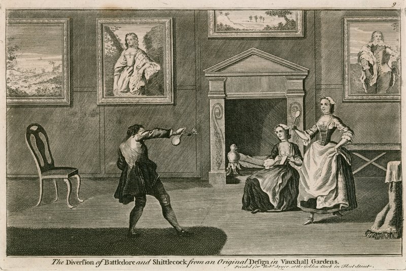 Odklon Battledora a Shittlecocka od původního návrhu ve Vauxhall Gardens v Londýně od English School