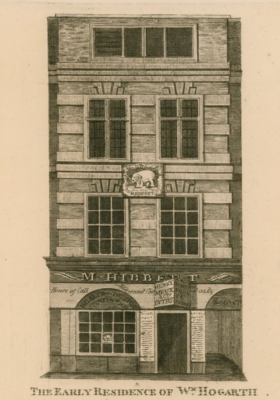 Rané sídlo Williama Hogartha, Fenchurch Street, Londýn od English School