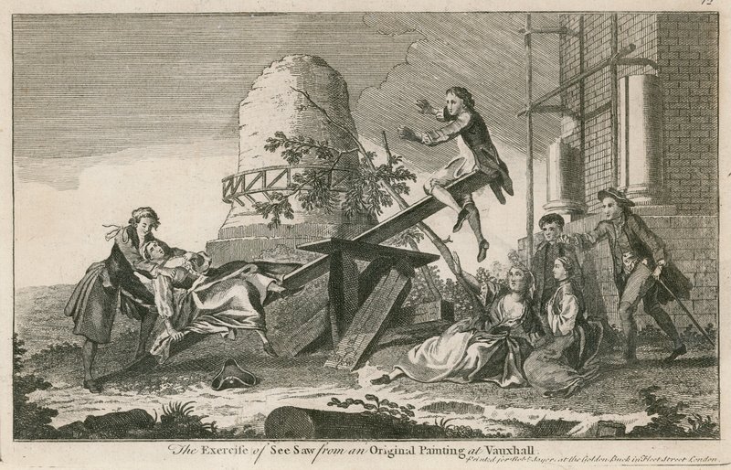 Cvičení vidět viděl z originálního obrazu ve Vauxhall Gardens, Londýn od English School