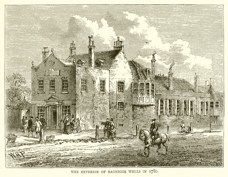 Exteriér Bagnigge Wells v roce 1780 od English School