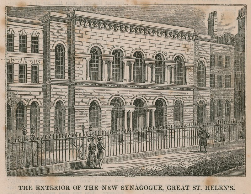 Exteriér Nové synagogy, Great St Helens, Londýn od English School