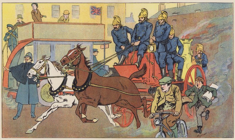 Hasičský vůz řítící se k záchraně (barva litho) od English School