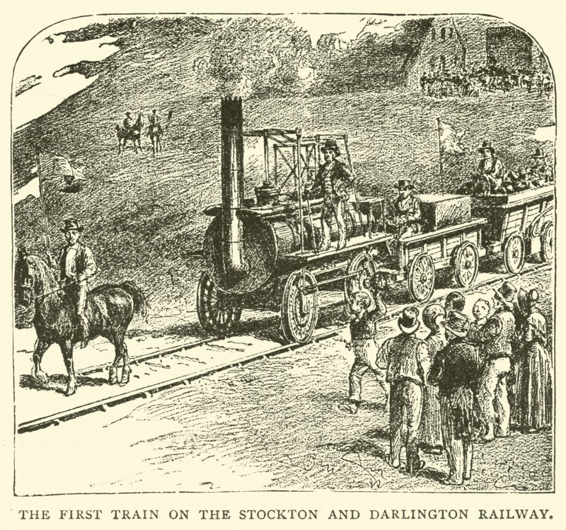 První vlak na Stockton a Darlington Railway od English School