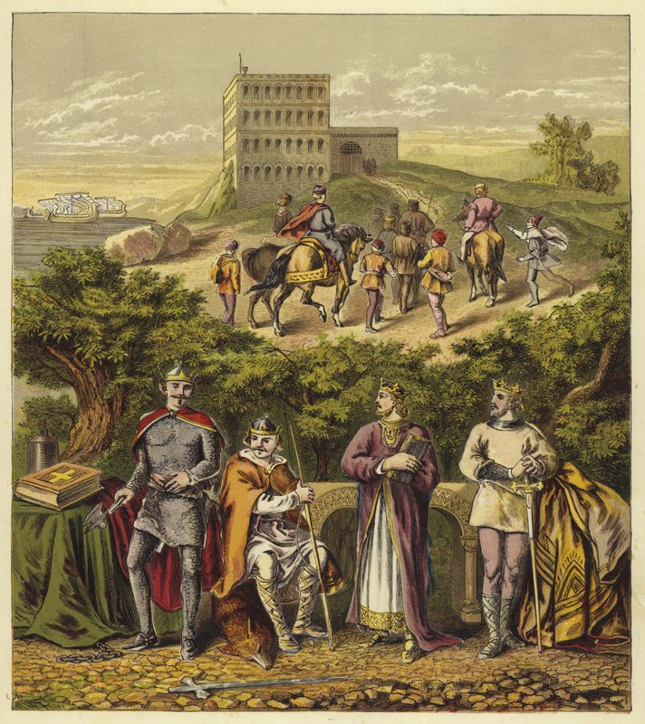 Čtyři normanští králové Anglie; Král Vilém I., Vilém II., Král Jindřich I., Král Štěpán od English School