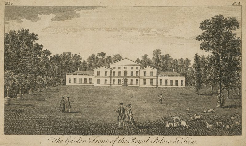 Zahradní průčelí královského paláce v Kew v Londýně od English School