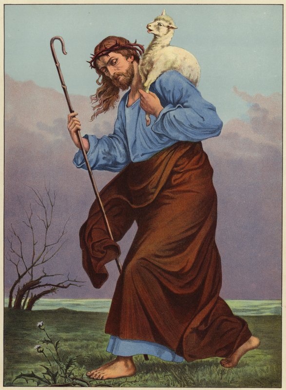 Dobrý pastýř (barevná litografie) od English School