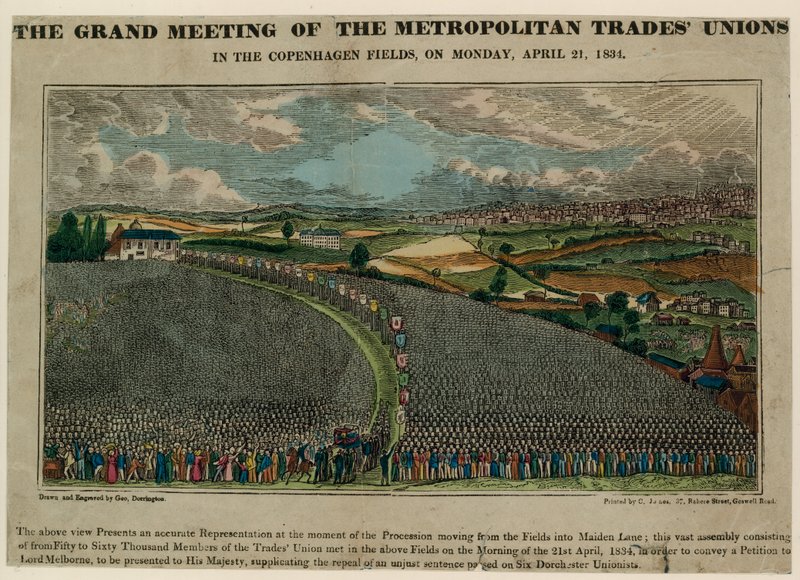 Velká schůze metropolitních odborů na kodaňských polích, 21. dubna 1834 od English School