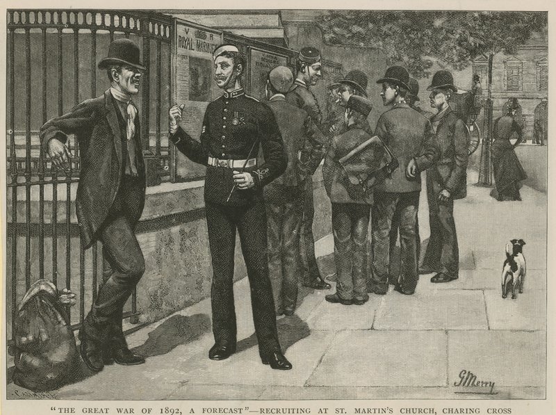 Velká válka roku 1892, předpověď; Nábor v kostele svatého Martina od English School