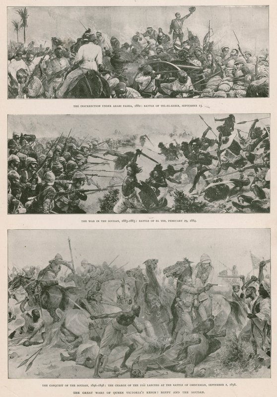 Velké války za vlády královny Viktorie: Anglo-egyptská válka (1882), Mahdistická vzpoura (1883-1885) a Britové dobytí Súdánu (1896-1898) (fotohlubotisk) od English School