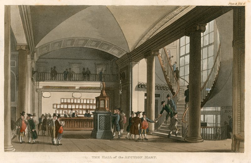 Síň Aukčního trhu, St Bartholomews Lane, Londýn od English School