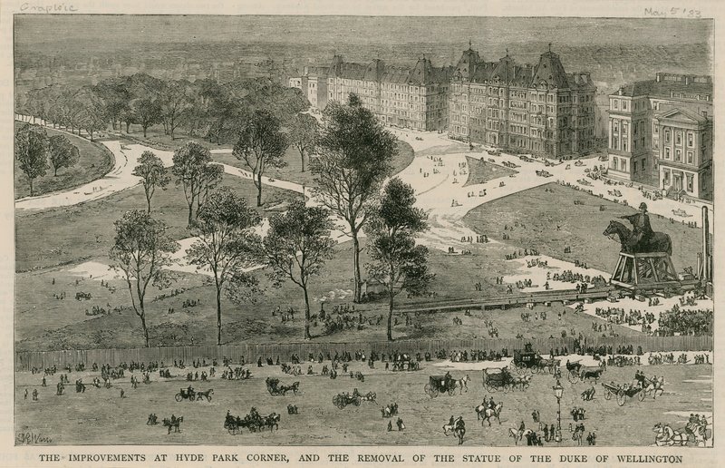 Vylepšení v Hyde Park Corner a odstranění sochy vévody z Wellingtonu od English School