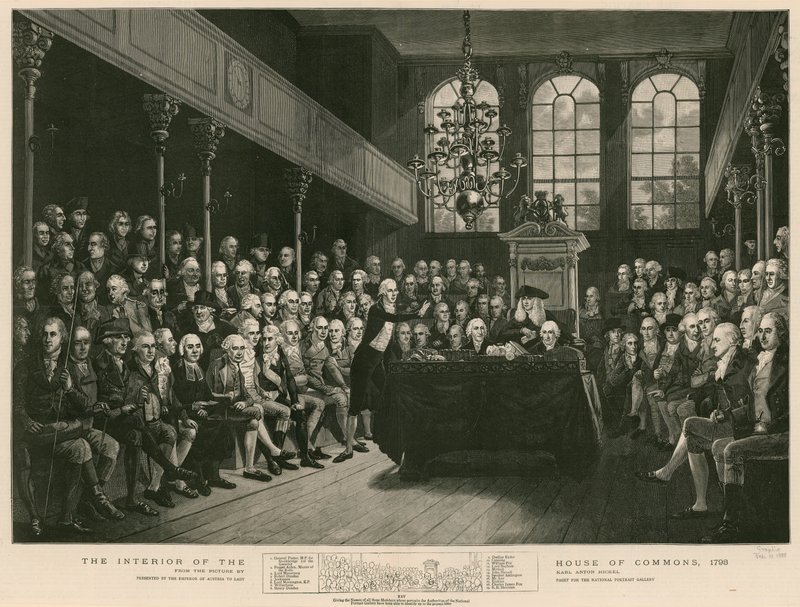 Interiér Dolní sněmovny, 1793 od English School