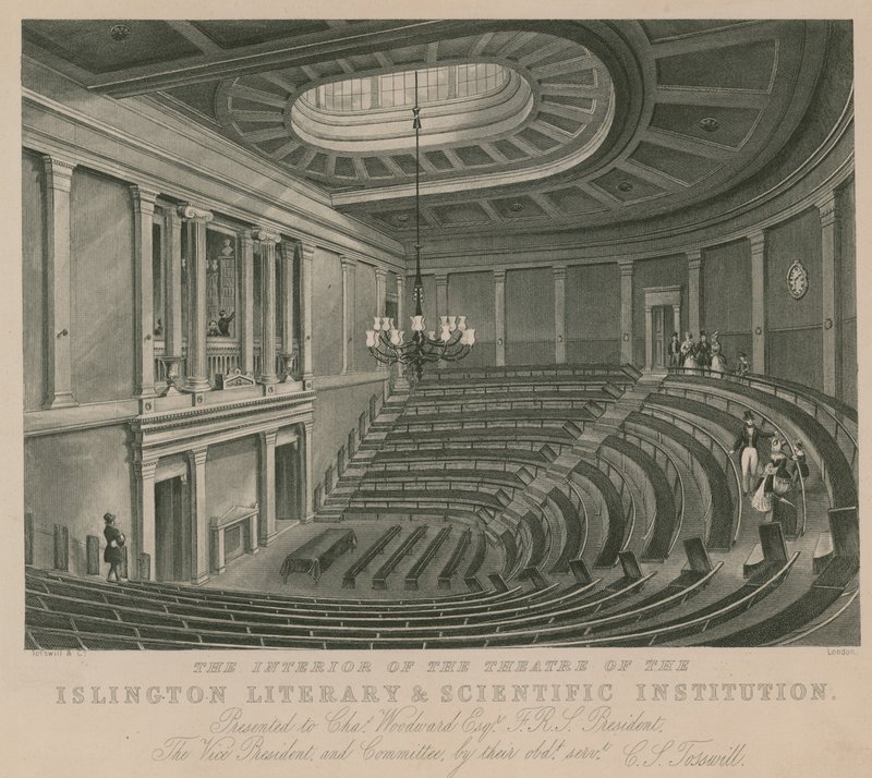 Interiér divadla Islingtonského literárního a vědeckého ústavu od English School