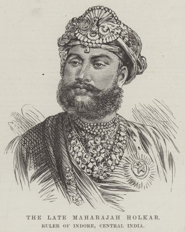 Zesnulý Maharajah Holkar, vládce Indore, střední Indie (rytina) od English School