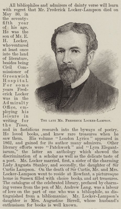 Zesnulý pan Frederick Locker-Lampson (rytina) od English School