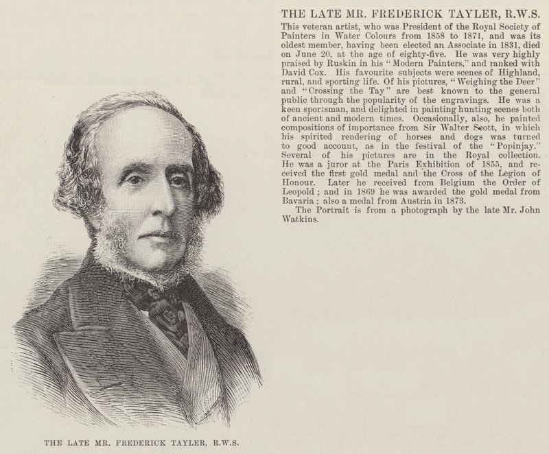 Zesnulý pan Frederick Tayler, RWS (rytina) od English School