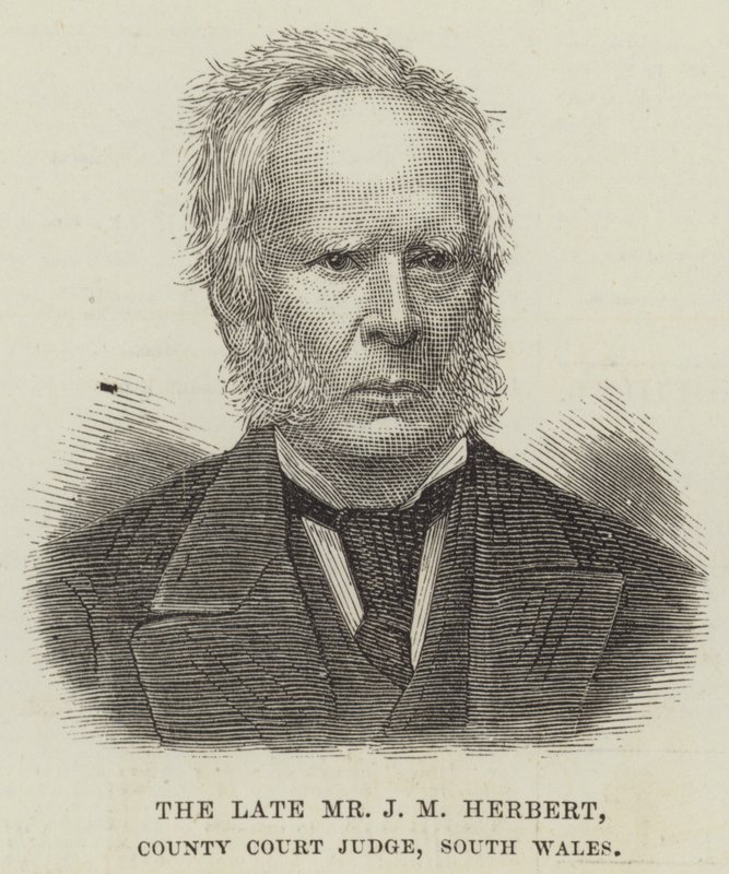 Zesnulý pan J M Herbert, soudce okresního soudu, Jižní Wales (rytina) od English School