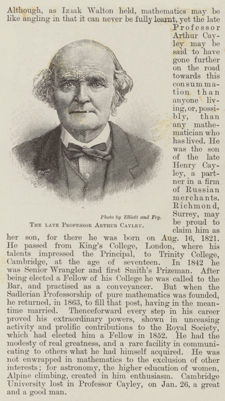 Zesnulý profesor Arthur Cayley (rytina) od English School