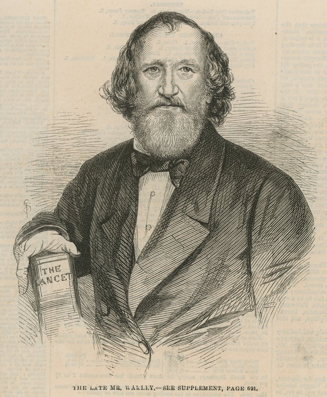 Zesnulý Thomas Wakley, poslanec za Finsbury a zakládající redaktor The Lancet od English School