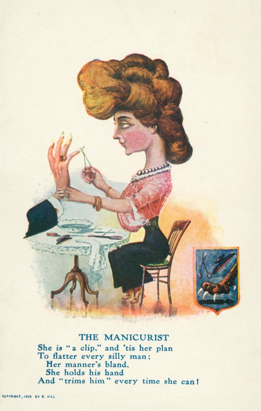 Manikérka (barevná litografie) od English School