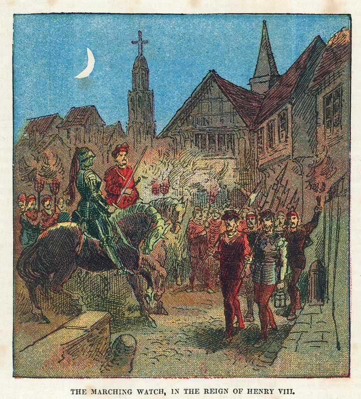 Pochodová hlídka za vlády krále Jindřicha VIII od English School