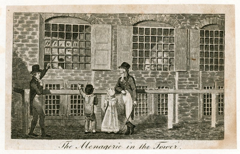 Zvěřinec v Tower of London kolem roku 1820 od English School