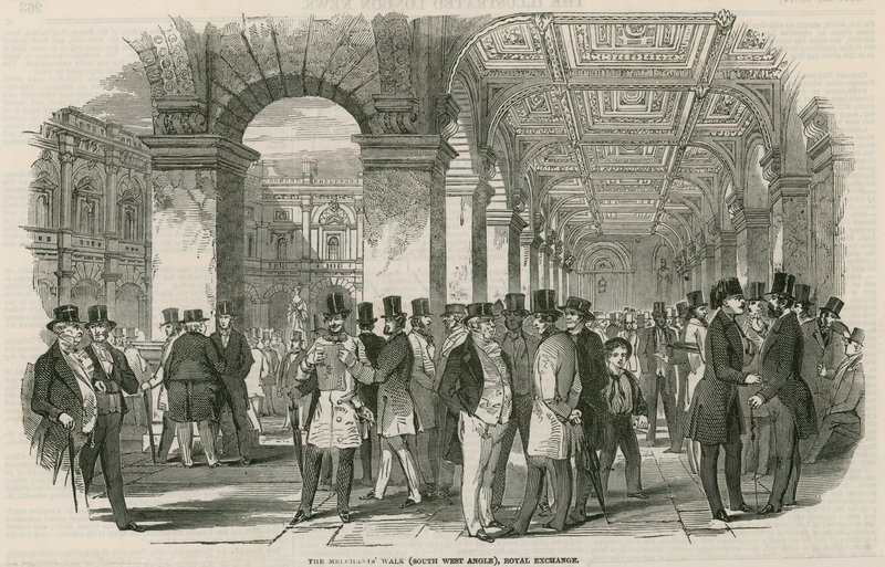 Obchodníci chodí (jihozápadní úhel), Royal Exchange od English School