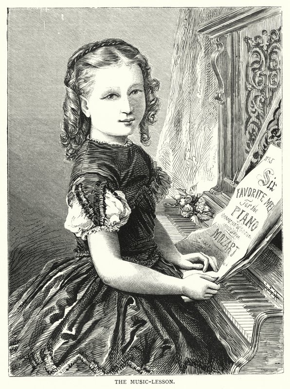 Hudební lekce (rytina) od English School