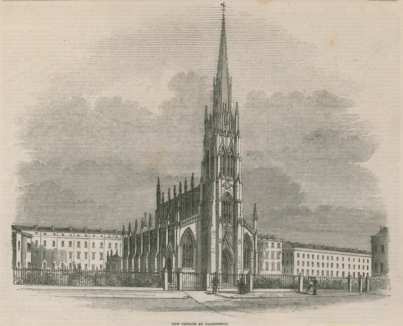 Nový kostel v Paddington, Londýn od English School