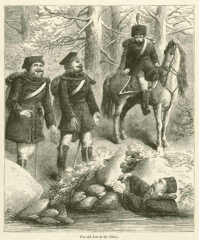 Starý Žid v příkopu (rytina) od English School