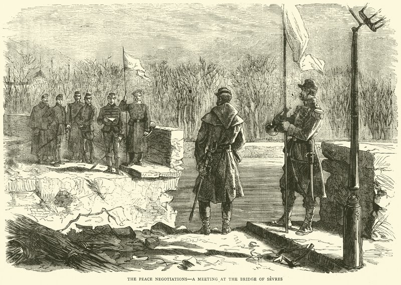 Mírová jednání, setkání na mostě v Sevres, říjen 1870 od English School