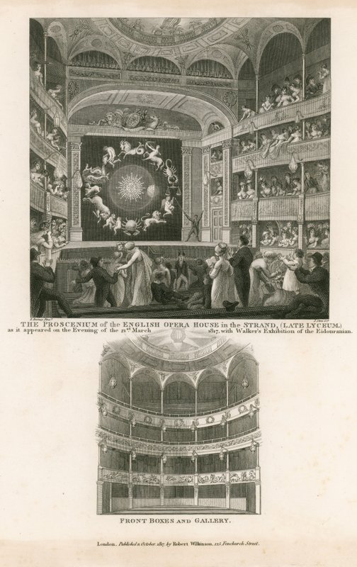 Proscénium anglické opery v Strand (pozdní lyceum) od English School