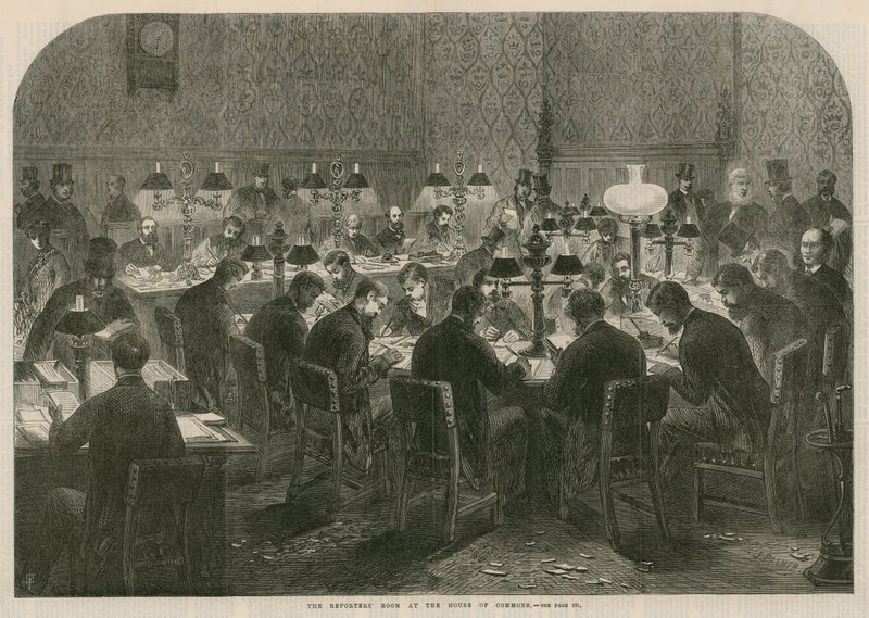 Reportérská místnost v Dolní sněmovně od English School