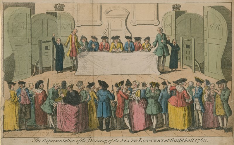Znázornění kresby státní loterie v Guildhall, 1763 od English School