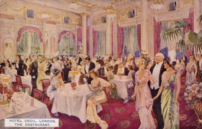 Restaurace, Hotel Cecil, Londýn (barevná fotografie) od English School
