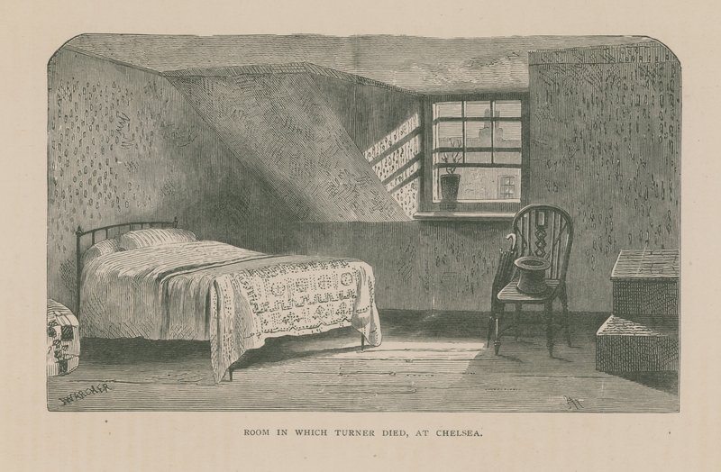 Místnost, ve které zemřel umělec J M W Turner od English School