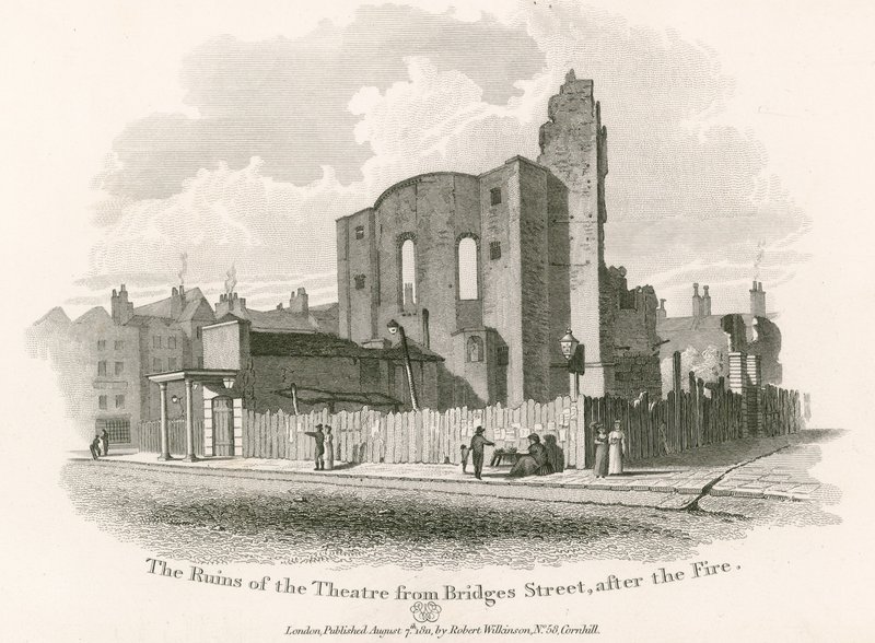 Ruiny královského divadla, Drury Lane, z Bridges Street od English School