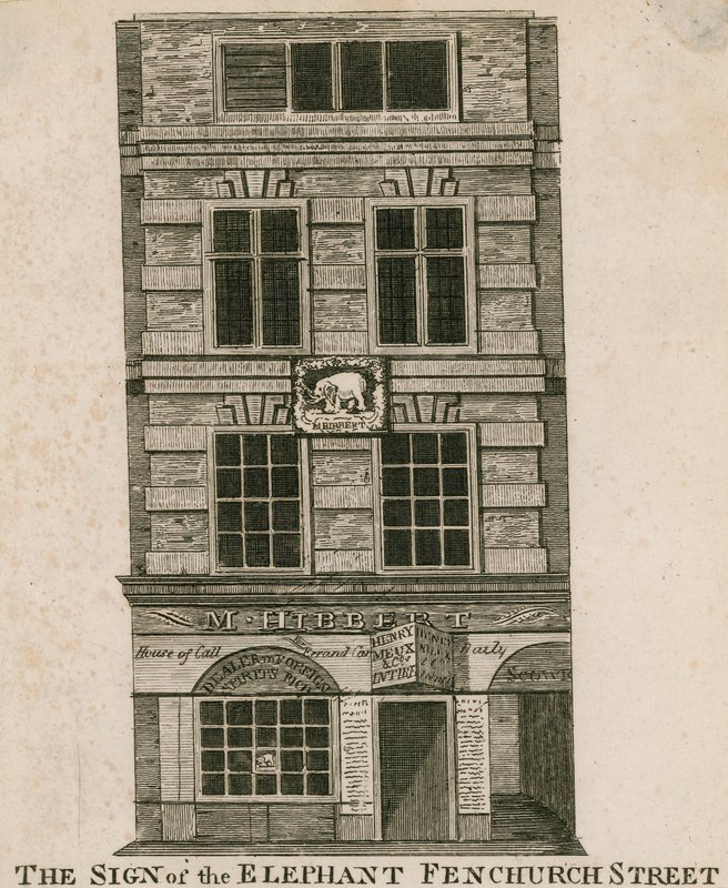 Znamení slona, Fenchurch Street, Londýn od English School