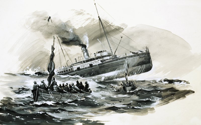Potopení parníku Steller v roce 1899 od English School