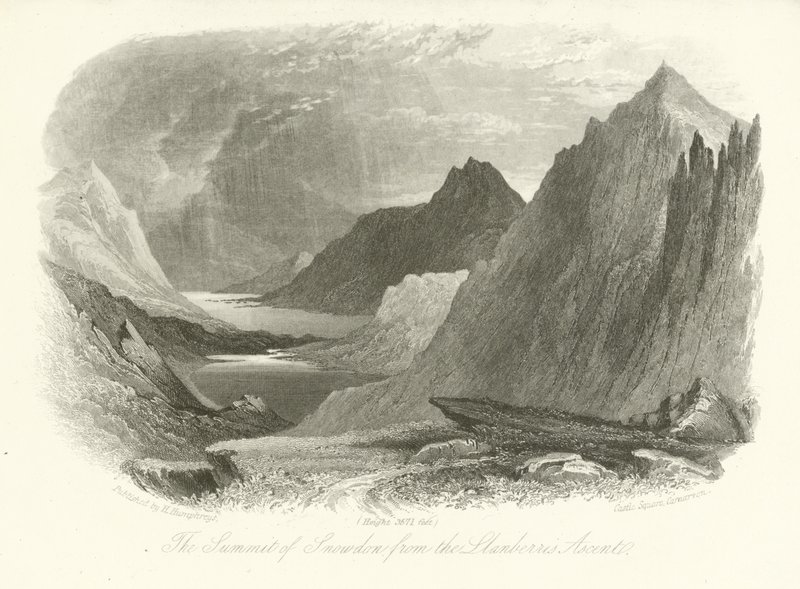 Vrchol Snowdonu z výstupu na Llanberis ve Walesu od English School
