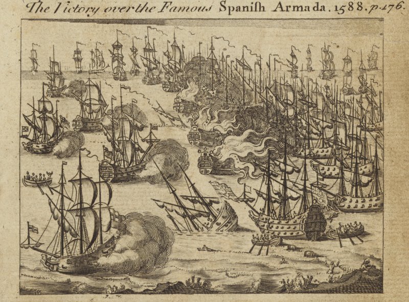 Vítězství nad slavnou španělskou armádou, 1588 od English School