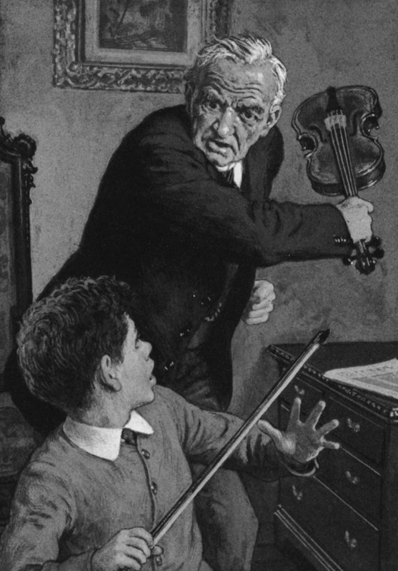 Mladý sir John Barbirolli, kterému jeho dědeček rozbije housle nad hlavou (litho) od English School