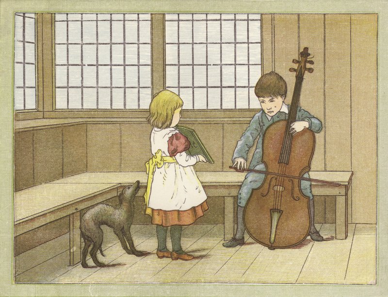 Mladý hudebník (barevná litografie) od English School