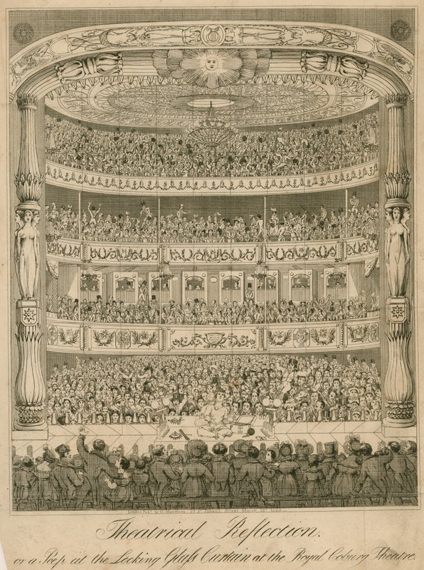 Divadelní reflexe nebo nahlédnutí do zrcadlové opony v Royal Coburg Theatre od English School